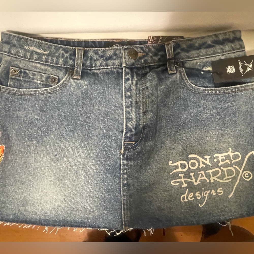 Ed Hardy Blue Denim Skirt